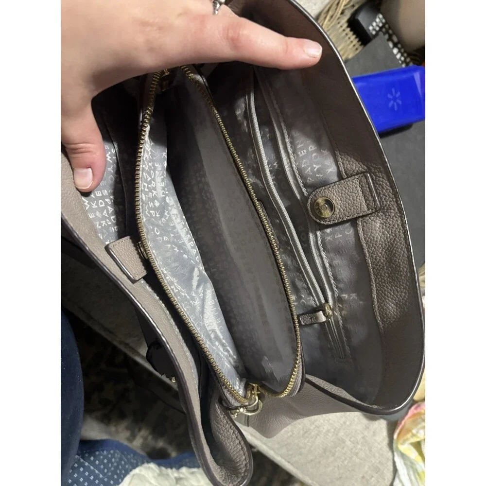 Kate Spade New York Taupe Leather Satchel Large Pebbled Crossbody Work Tote Bag